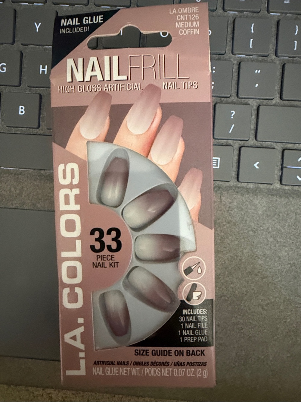 L.A. Colors Ombre Coffin Press-On Nails - Mauve Pink Gradient